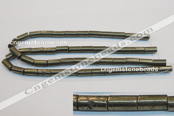 CPY129 15.5 inches 8*16mm tube pyrite gemstone beads wholesale