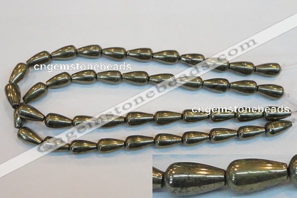 CPY134 15.5 inches 10*18mm teardrop pyrite gemstone beads wholesale