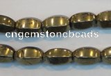 CPY144 15.5 inches 8*14mm rice pyrite gemstone beads wholesale