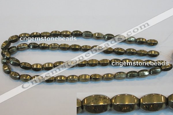 CPY144 15.5 inches 8*14mm rice pyrite gemstone beads wholesale