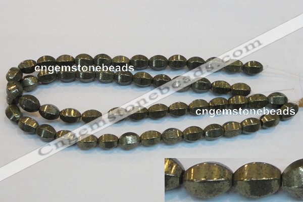 CPY145 15.5 inches 10*14mm rice pyrite gemstone beads wholesale