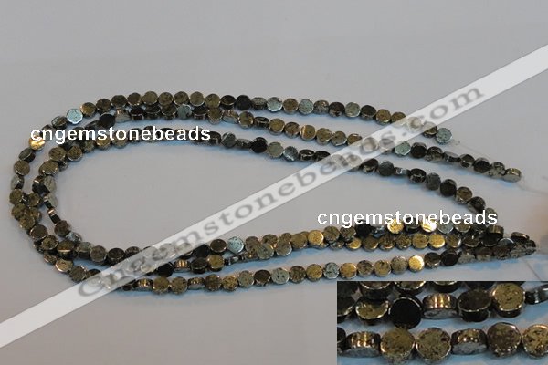 CPY150 15.5 inches 6mm coin pyrite gemstone beads wholesale