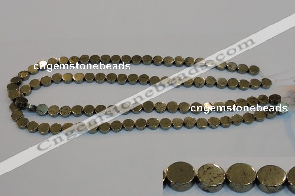 CPY151 15.5 inches 8mm coin pyrite gemstone beads wholesale