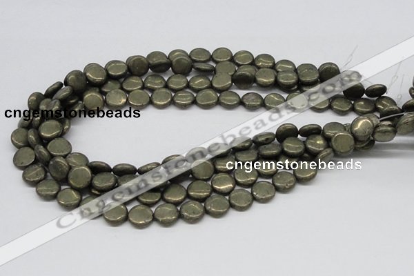 CPY17 16 inches 12mm coin pyrite gemstone beads wholesale