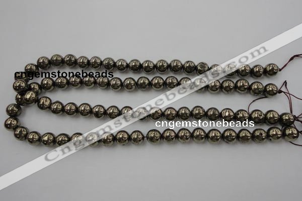 CPY204 15.5 inches 10mm round pyrite gemstone beads wholesale