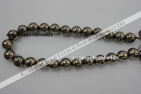 CPY207 15.5 inches 16mm round pyrite gemstone beads wholesale