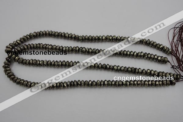 CPY215 15.5 inches 4*8mm faceted rondelle pyrite gemstone beads