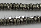 CPY216 15.5 inches 4*10mm faceted rondelle pyrite gemstone beads