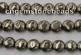 CPY220 15.5 inches 8mm flat round pyrite gemstone beads wholesale