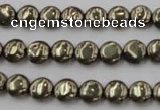 CPY220 15.5 inches 8mm flat round pyrite gemstone beads wholesale