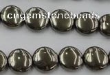 CPY222 15.5 inches 12mm flat round pyrite gemstone beads wholesale