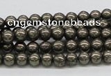 CPY23 16 inches 4mm round pyrite gemstone beads wholesale