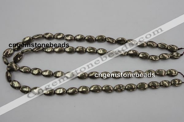 CPY231 15.5 inches 8*12mm oval pyrite gemstone beads wholesale