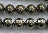 CPY25 16 inches 14mm round pyrite gemstone beads wholesale