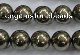 CPY26 16 inches 16mm round pyrite gemstone beads wholesale