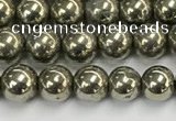 CPY260 15.5 inches 4mm round pyrite gemstone beads wholesale