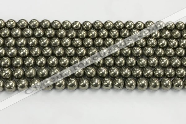 CPY261 15.5 inches 6mm round pyrite gemstone beads wholesale