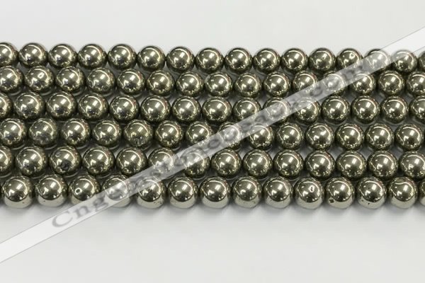 CPY262 15.5 inches 8mm round pyrite gemstone beads wholesale