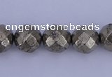 CPY29 16 inches 8mm faceted round pyrite gemstone beads wholesale