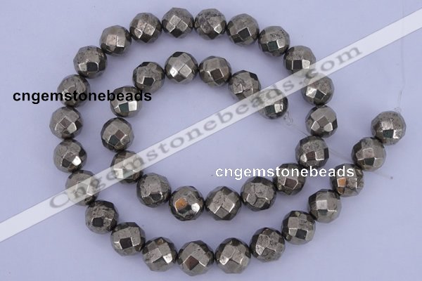 CPY29 16 inches 8mm faceted round pyrite gemstone beads wholesale