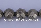 CPY30 16 inches 10mm faceted round pyrite gemstone beads wholesale