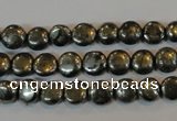 CPY300 15.5 inches 7mm flat round pyrite gemstone beads wholesale