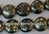 CPY303 15.5 inches 16mm flat round pyrite gemstone beads wholesale