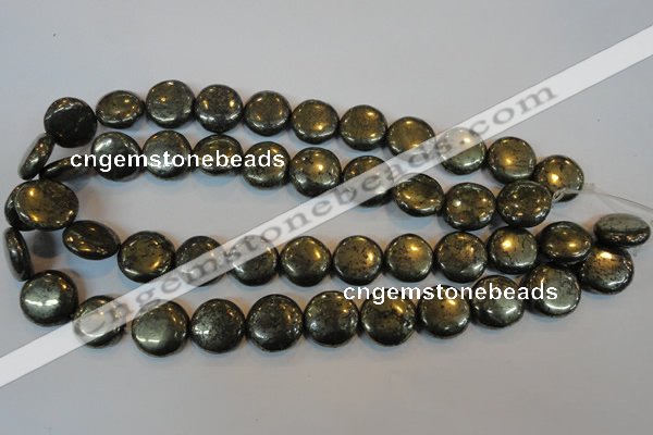 CPY304 15.5 inches 18mm flat round pyrite gemstone beads wholesale