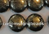 CPY305 15.5 inches 20mm flat round pyrite gemstone beads wholesale