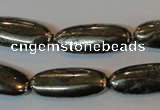 CPY311 15.5 inches 10*25mm oval pyrite gemstone beads wholesale