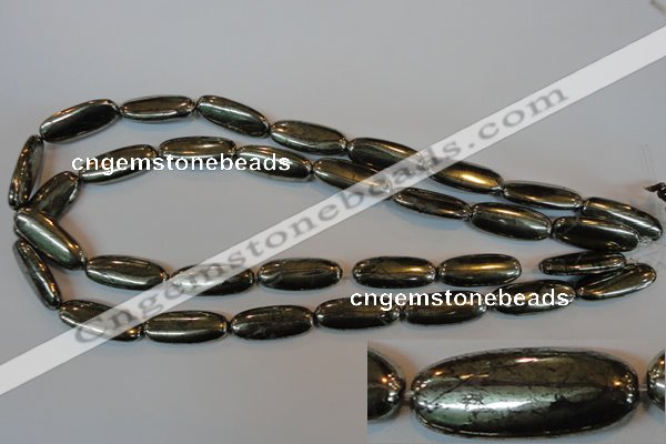 CPY311 15.5 inches 10*25mm oval pyrite gemstone beads wholesale