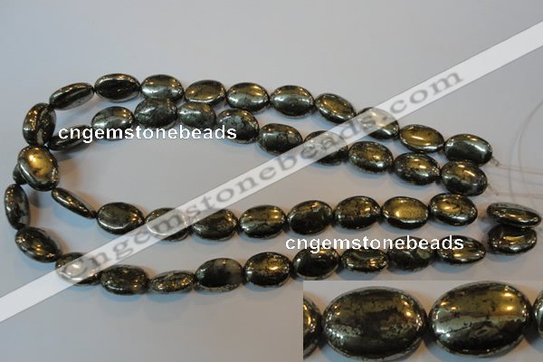 CPY312 15.5 inches 13*18mm oval pyrite gemstone beads wholesale