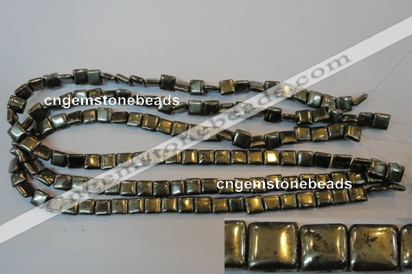 CPY315 15.5 inches 8*8mm square pyrite gemstone beads wholesale