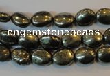 CPY32 16 inches 8*10mm oval pyrite gemstone beads wholesale