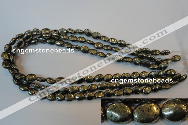 CPY32 16 inches 8*10mm oval pyrite gemstone beads wholesale