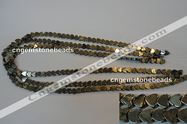 CPY330 15.5 inches 6*6mm heart pyrite gemstone beads wholesale