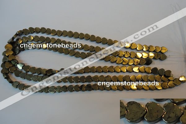 CPY331 15.5 inches 8*8mm heart pyrite gemstone beads wholesale