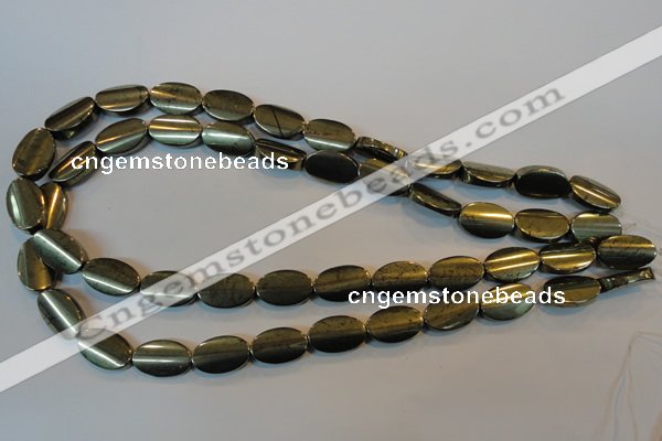 CPY334 15.5 inches 10*16mm twisted oval pyrite gemstone beads