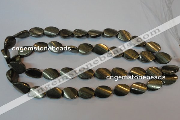 CPY335 15.5 inches 13*18mm twisted oval pyrite gemstone beads