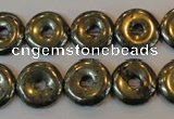 CPY337 15.5 inches 14mm donut pyrite gemstone beads wholesale