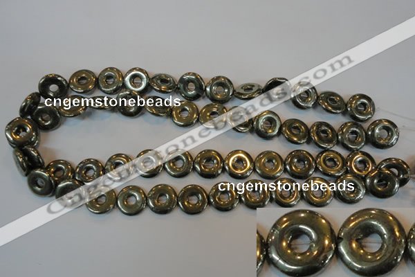 CPY338 15.5 inches 16mm donut pyrite gemstone beads wholesale