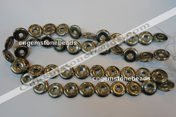 CPY339 15.5 inches 18mm donut pyrite gemstone beads wholesale