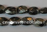 CPY343 15.5 inches 10*14mm faceted oval pyrite gemstone beads wholesale