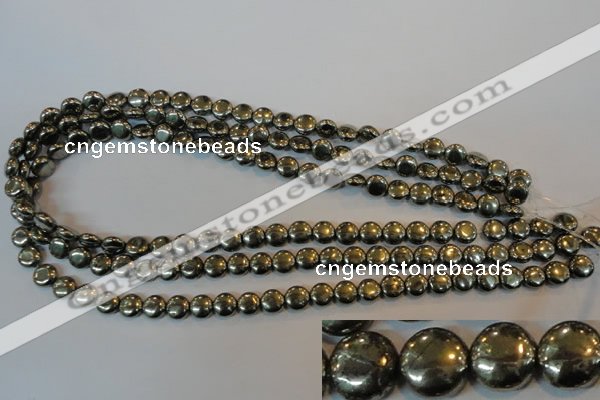 CPY35 16 inches 8mm coin pyrite gemstone beads wholesale