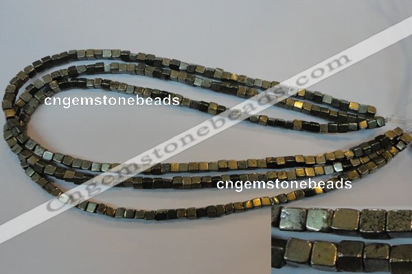 CPY350 15.5 inches 4*4mm cube pyrite gemstone beads wholesale