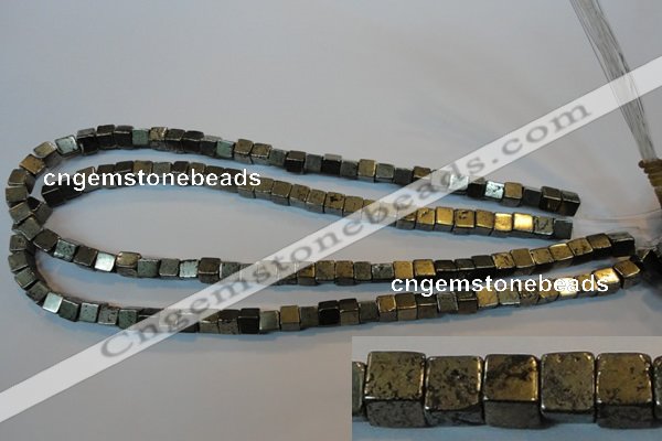 CPY351 15.5 inches 6*6mm cube pyrite gemstone beads wholesale