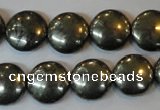 CPY36 16 inches 14mm coin pyrite gemstone beads wholesale