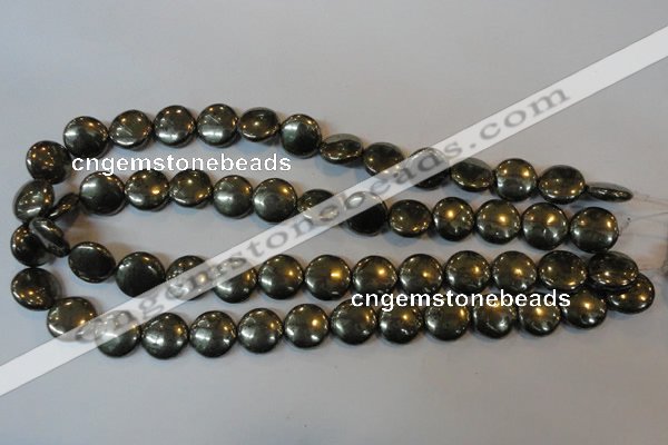 CPY36 16 inches 14mm coin pyrite gemstone beads wholesale