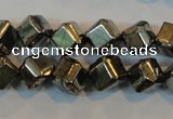 CPY361 15.5 inches 6*6mm faceted cube pyrite gemstone beads