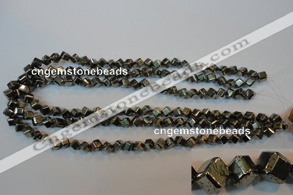 CPY361 15.5 inches 6*6mm faceted cube pyrite gemstone beads